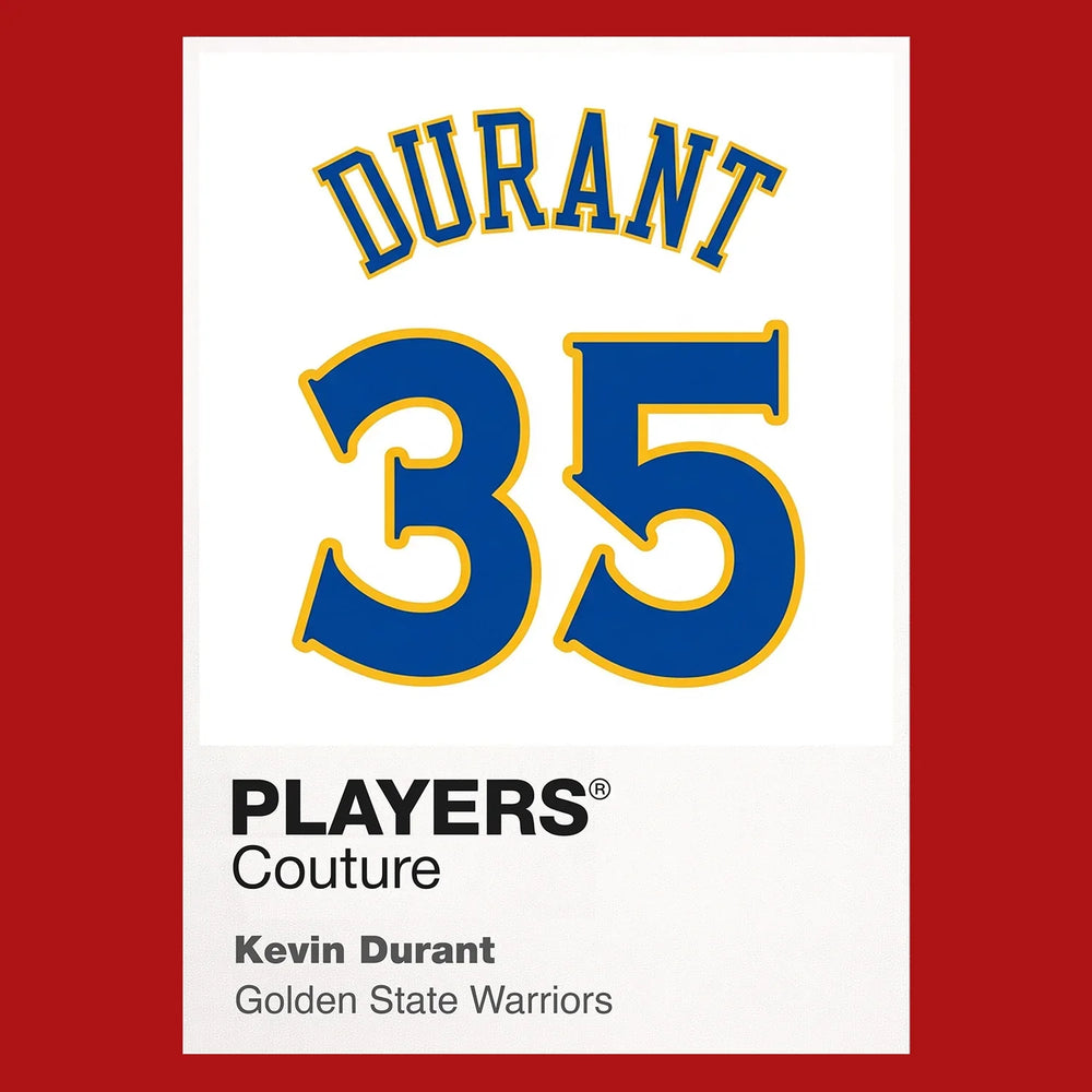 Kevin Durant 35 Jersey Frame Men's T-Shirt – red close-up detail shot of the Kevin Durant 35 Players Couture logo design