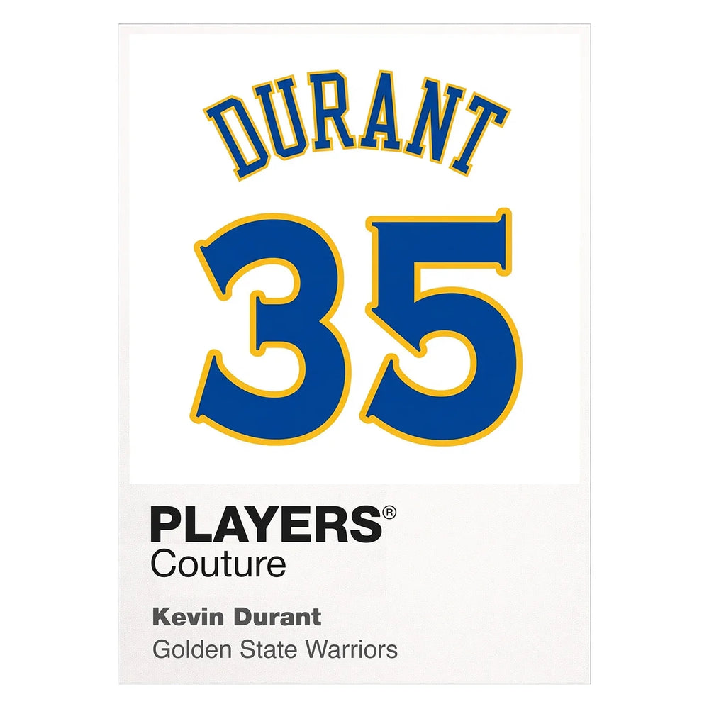 Kevin Durant 35 Jersey Frame Men's T-Shirt – white close-up detail shot of the Kevin Durant Players Couture logo design