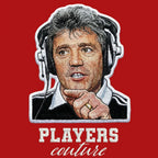 Kevin Keegan Love It Badge Men's Hoodie – red close-up detail shot of the Kevin Keegan Love It Players Couture logo design