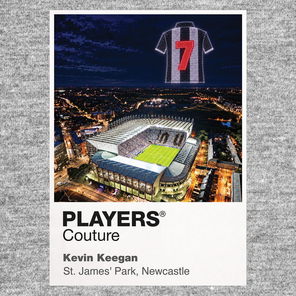 Kevin Keegan Newcastle United number 7 Icons in Lights Frame artwork in grey