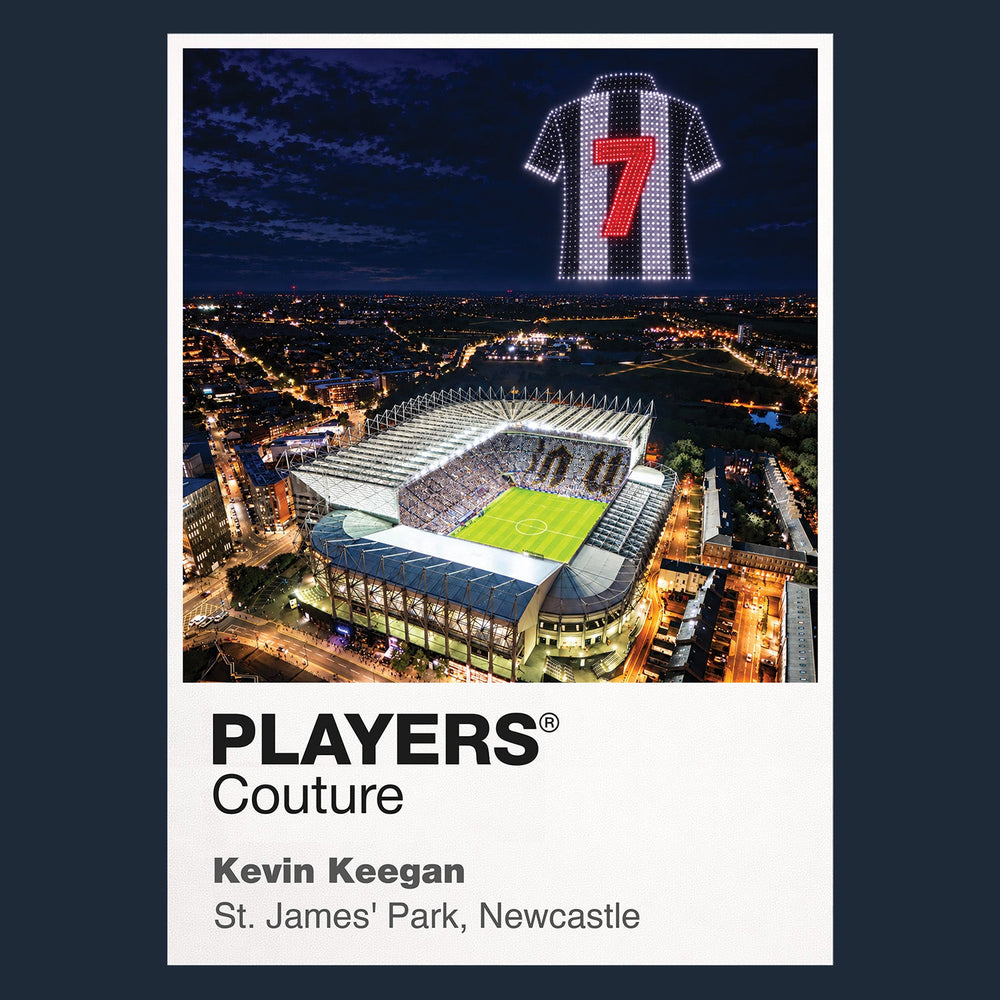 Kevin Keegan Newcastle United number 7 Icons in Lights Frame artwork in navy