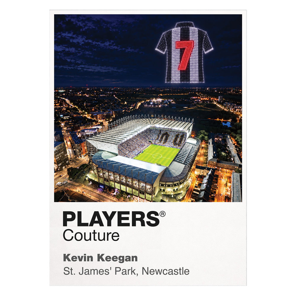 Kevin Keegan Newcastle United number 7 Icons in Lights Frame artwork in white