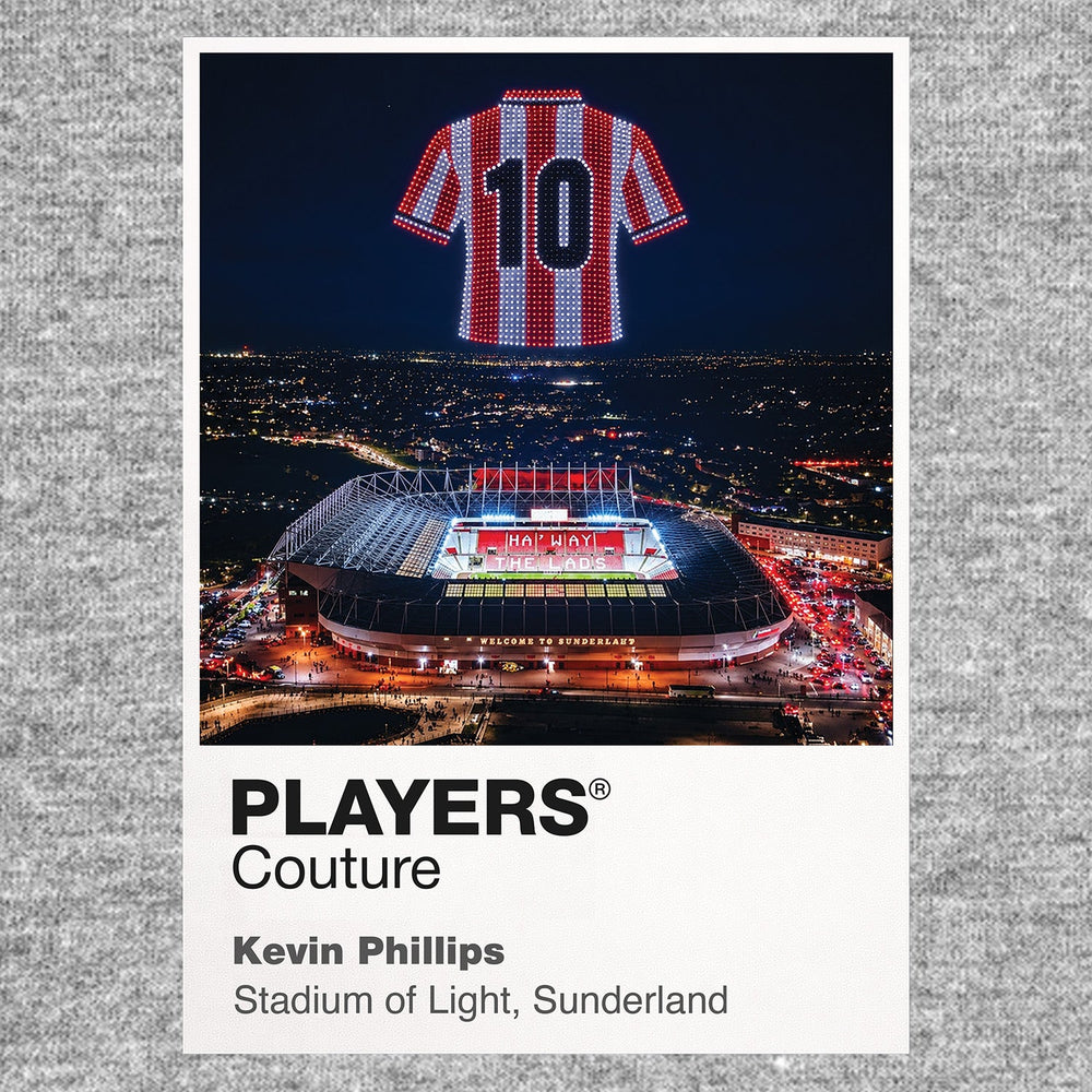 Kevin Phillips Sunderland number 10 Icons in Lights Frame artwork in grey