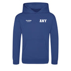 Custom Create Initials hoodie – white kids' hoodie with black Custom Create Initials letters and Players Couture logo on the