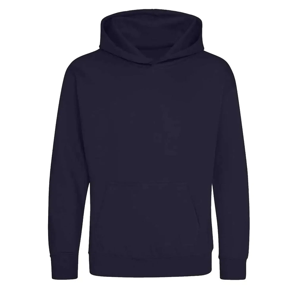 Custom Name hoodie – navy kids' hoodie with white Custom Name letters and Players Couture logo on the chest