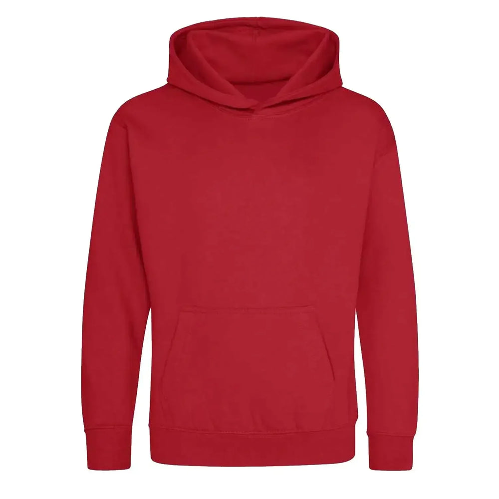 Custom Name hoodie – red kids' hoodie with white Custom Name letters and Players Couture logo on the chest