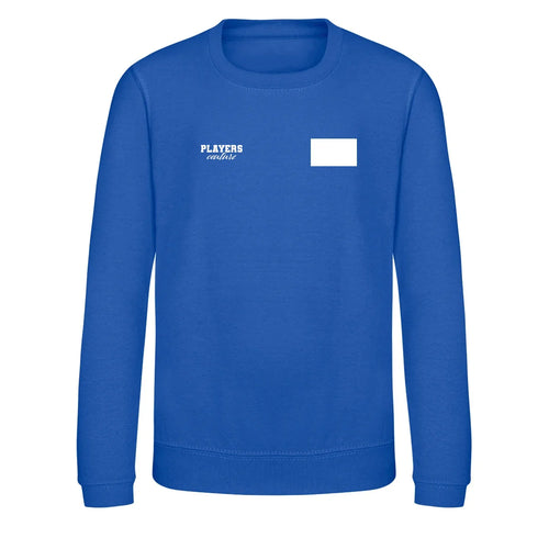 Custom Upload Your Logo Kids Sweatshirt – close-up detail shot of the Custom Upload Your Players Couture logo design