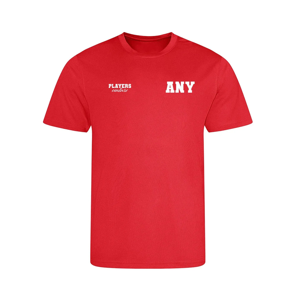 Custom Create Initials t-shirt – white kids' t-shirt with black Custom Create Initials letters and Players Couture logo on