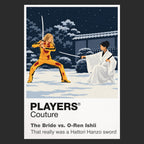 Kill Bill – O-Ren Ishii the Bride and O-Ren Ishii facing one another in the snow-covered Japanese garden Icon Frame artwork in black
