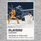 Kill Bill – O-Ren Ishii the Bride and O-Ren Ishii facing one another in the snow-covered Japanese garden Icon Frame artwork in grey