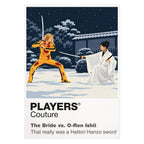 Kill Bill – O-Ren Ishii the Bride and O-Ren Ishii facing one another in the snow-covered Japanese garden Icon Frame artwork on white