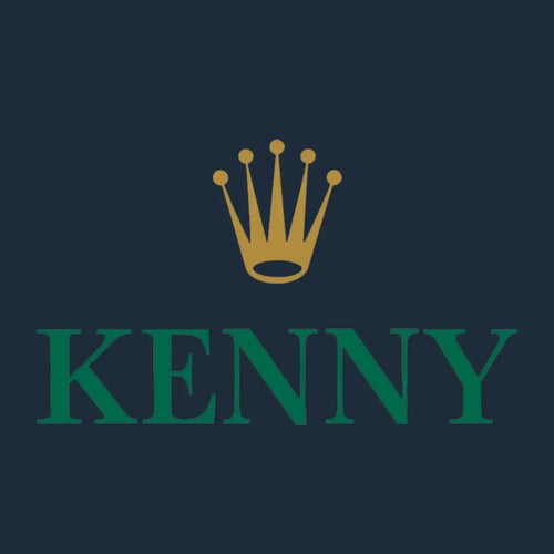 King Kenny Logo Men's Hoodie – navy close-up detail shot of the King Kenny Players Couture logo design