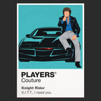 Knight Rider Michael Knight and KITT, the black Pontiac Trans Am with its red scanner Icon Frame artwork in black