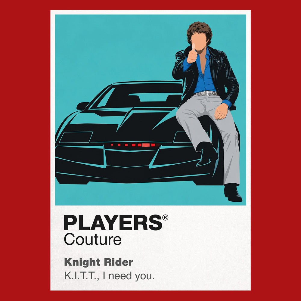 Knight Rider Michael Knight and KITT, the black Pontiac Trans Am with its red scanner Icon Frame artwork in red