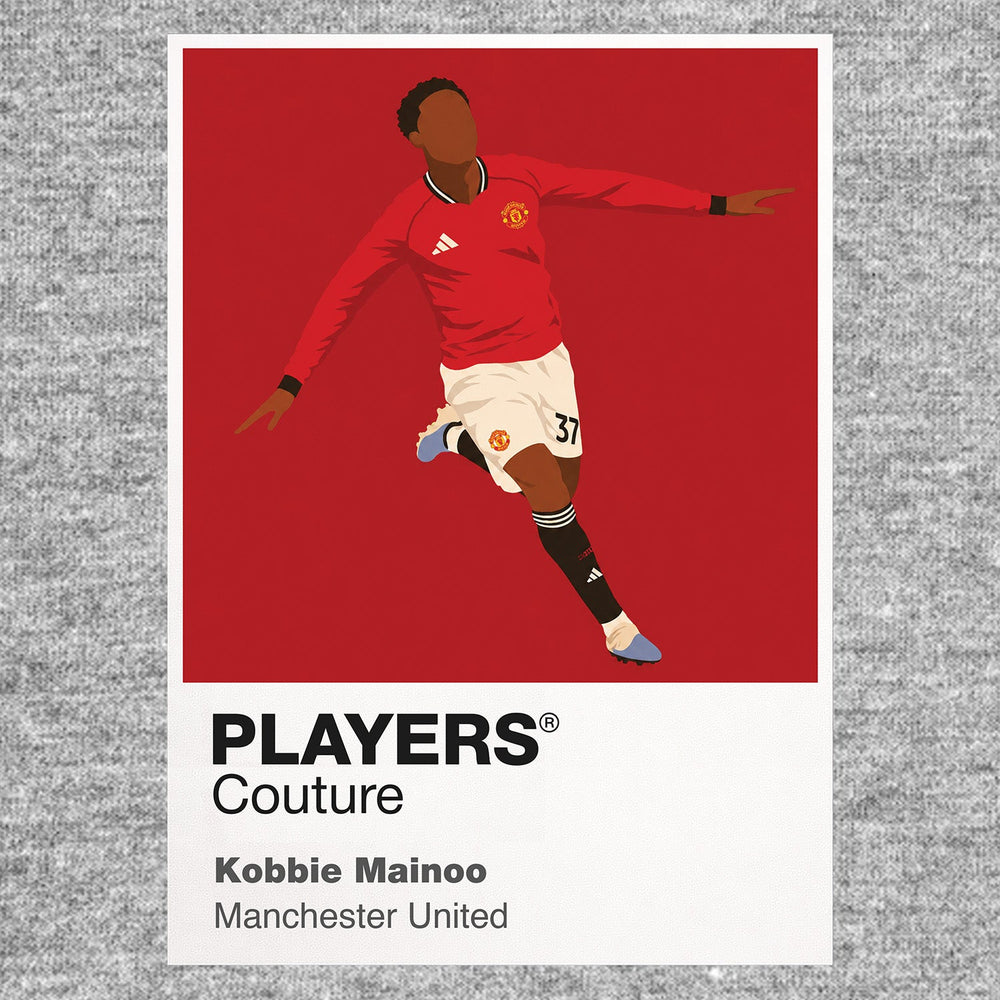 Kobbie Mainoo Manchester United Icon Frame Kids Hoodie — Gray Artwork
