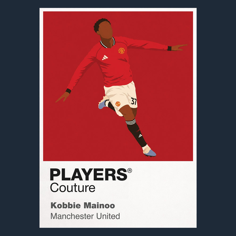 Kobbie Mainoo Manchester United Icon Frame Men's Hoodie — Navy Artwork