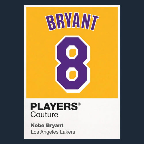 Kobe Bryant 8 Jersey Frame Men's T-Shirt – navy close-up detail shot of the Kobe Bryant 8 Players Couture logo design