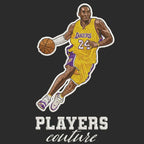 Kobe Bryant Badge Men's Hoodie – black close-up detail shot of the Kobe Bryant Players Couture logo design