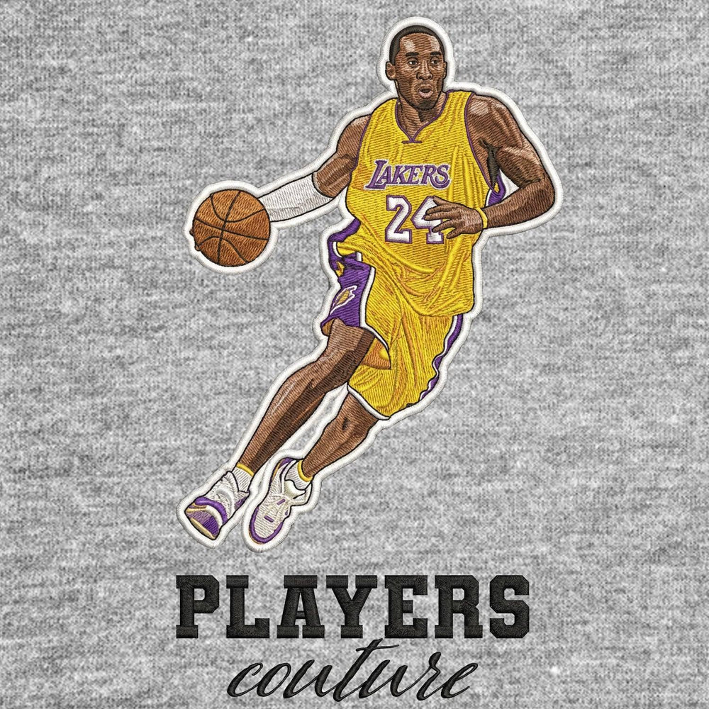 Kobe Bryant Badge Men's Hoodie – grey close-up detail shot of the Kobe Bryant Players Couture logo design