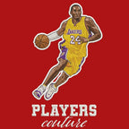 Kobe Bryant Badge Men's Hoodie – red close-up detail shot of the Kobe Bryant Players Couture logo design