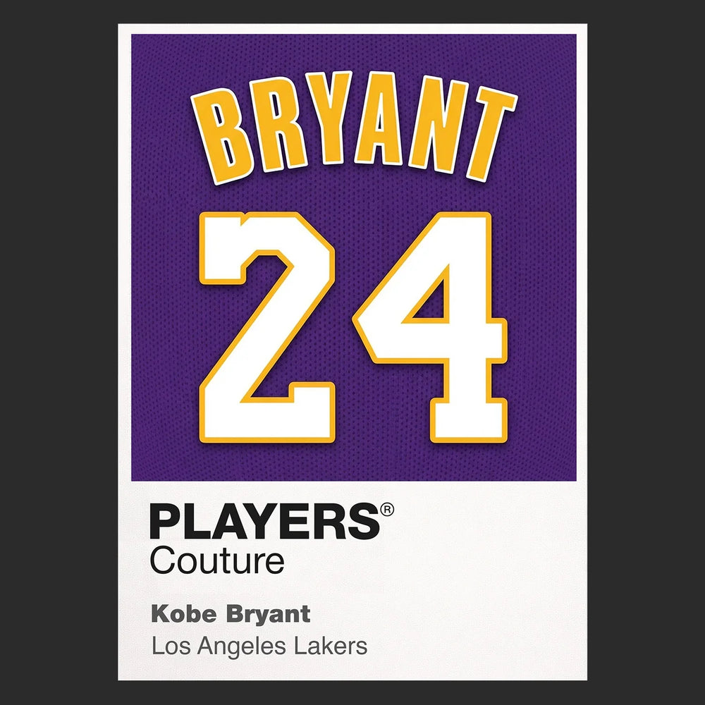 Kobe Bryant 24 Jersey Frame Men's T-Shirt – purple close-up detail shot of the Kobe Bryant 24 Players Couture logo design