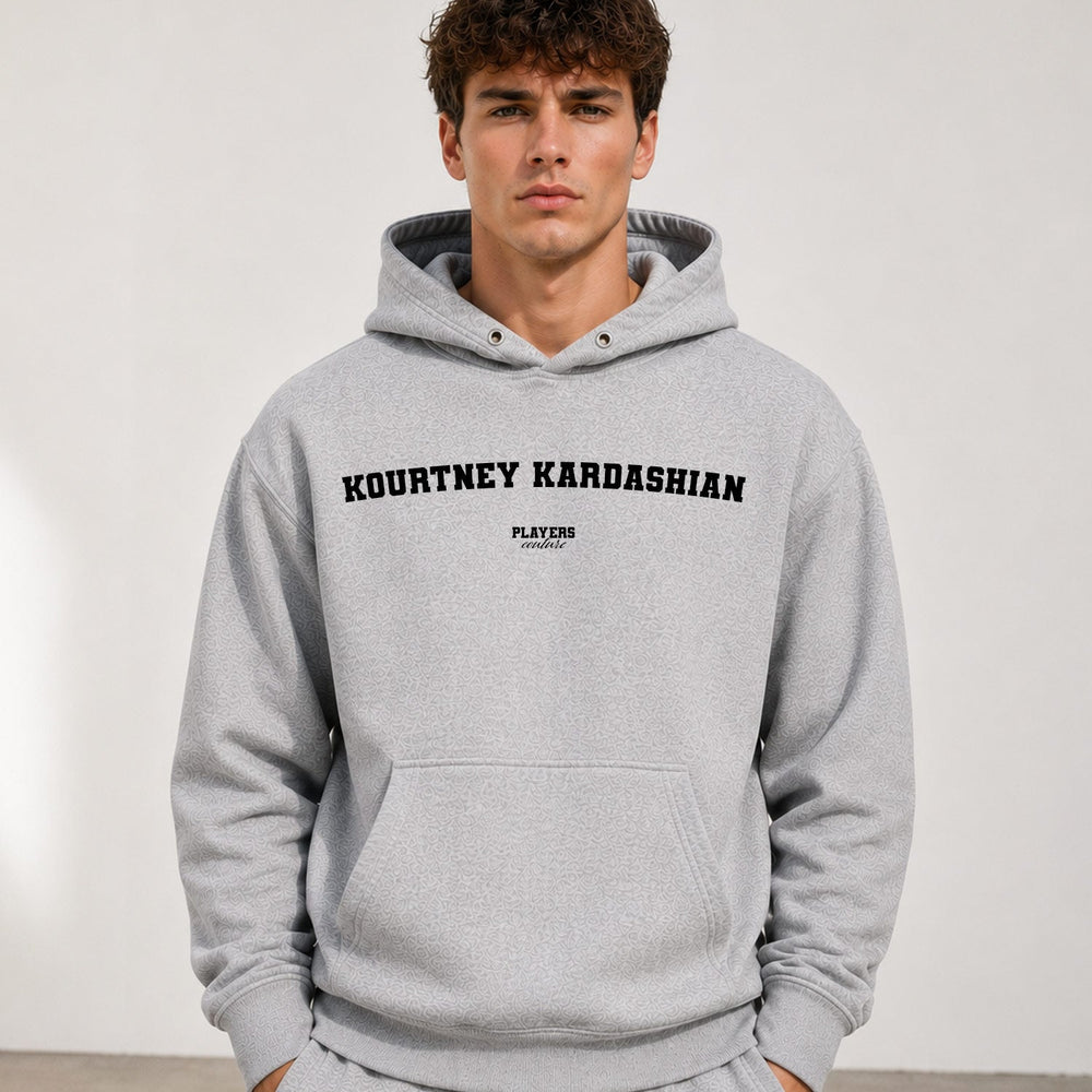 Kourtney Kardashian name-print hoodie - grey