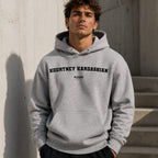 Kourtney Kardashian name-print hoodie - grey