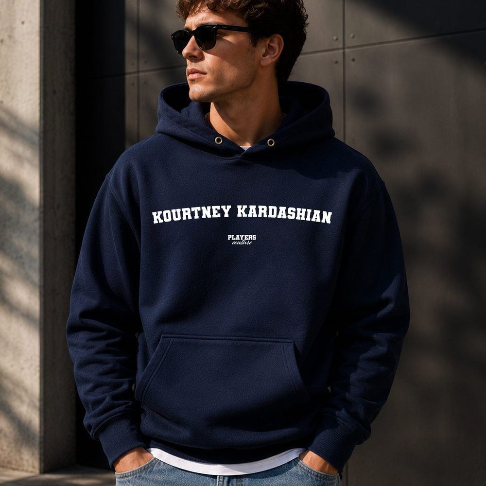 Kourtney Kardashian name-print hoodie - navy