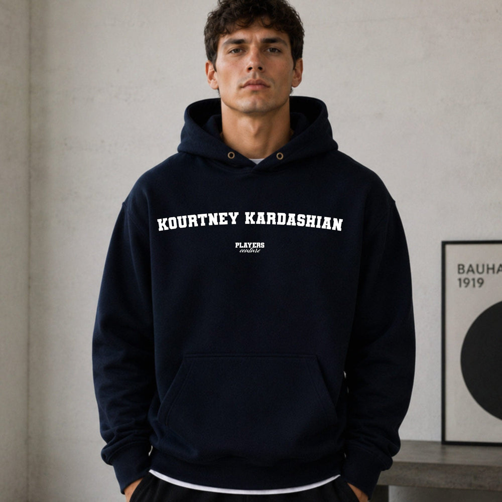 Kourtney Kardashian name-print hoodie - navy