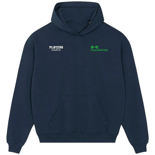 Khvitcha Kvaratskhelia hoodie – navy men's hoodie featuring the Khvitcha Kvaratskhelia Players Couture logo
