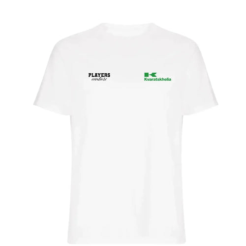 Khvicha Kvaratskhelia t-shirt – white men's t-shirt featuring the Khvicha Kvaratskhelia Players Couture logo