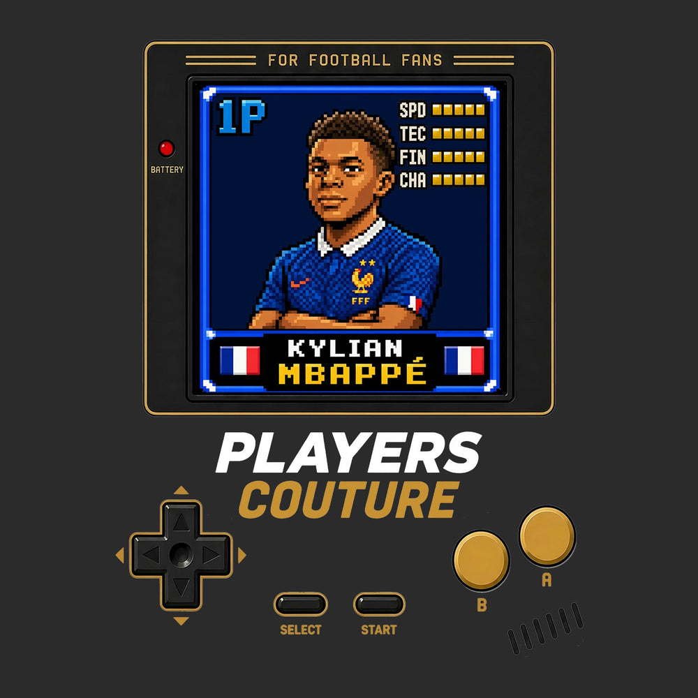 Kylian Mbappe 1P 8-Bit hoodie retro gaming design by Players Couture