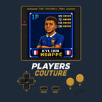 Kylian Mbappe 1P 8-Bit t-shirt retro gaming design by Players Couture