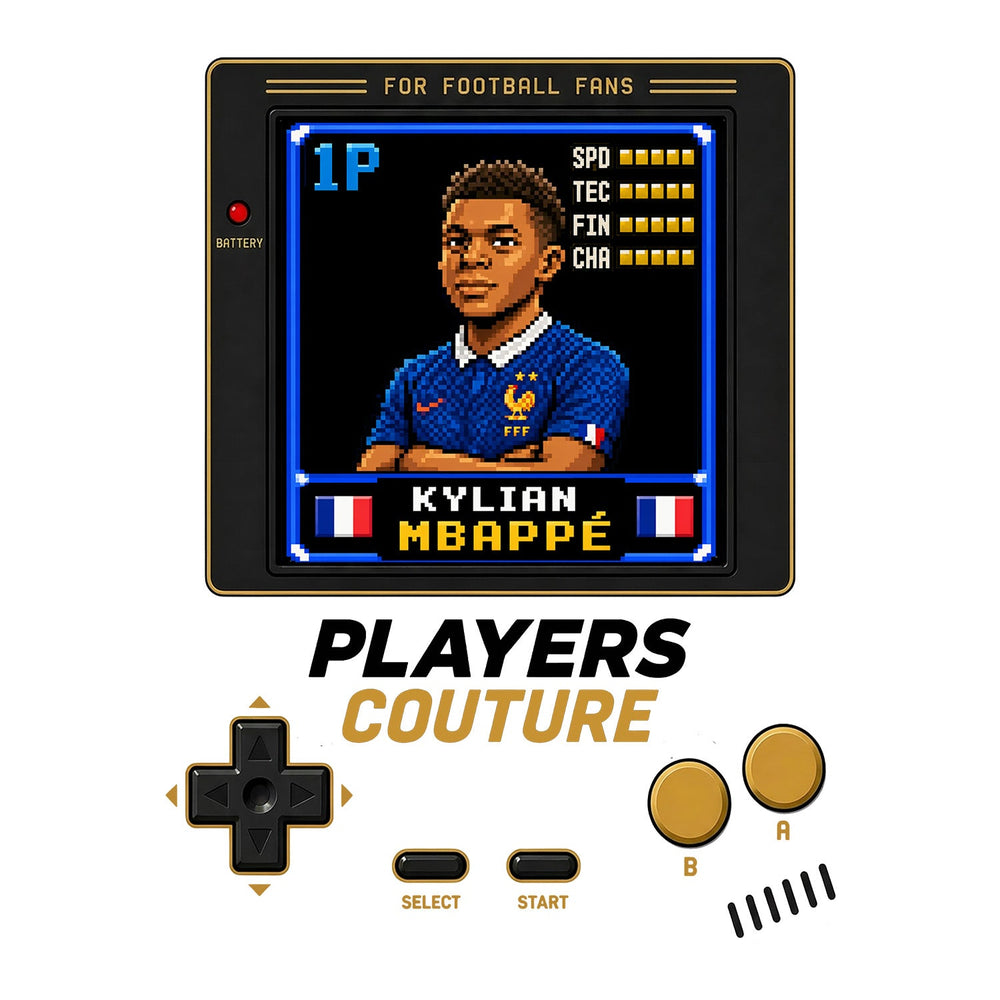 Kylian Mbappe 1P 8-Bit hoodie retro gaming design by Players Couture