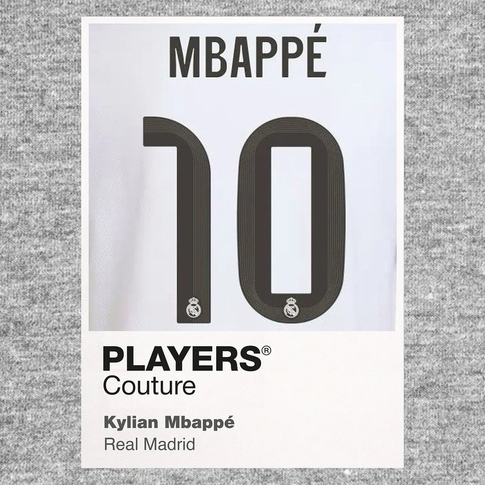 Kylian Mbappe 10 Football Shirt Frame Men's Hoodie – grey close-up detail shot of the Kylian Mbappe 10 Football Players