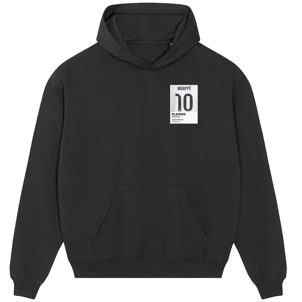 Kylian Mbappe 10 Football hoodie – black men's hoodie featuring the Kylian Mbappe 10 Football Players Couture logo