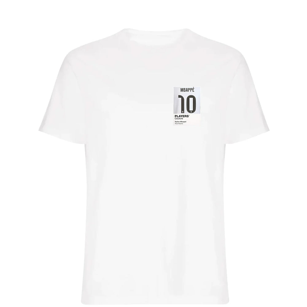 Kylian Mbappe 10 Football t-shirt – white men's t-shirt featuring the Kylian Mbappe 10 Football Players Couture logo