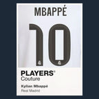 Kylian Mbappe 10 Football Shirt Frame Men's Hoodie – navy close-up detail shot of the Kylian Mbappe Players Couture logo