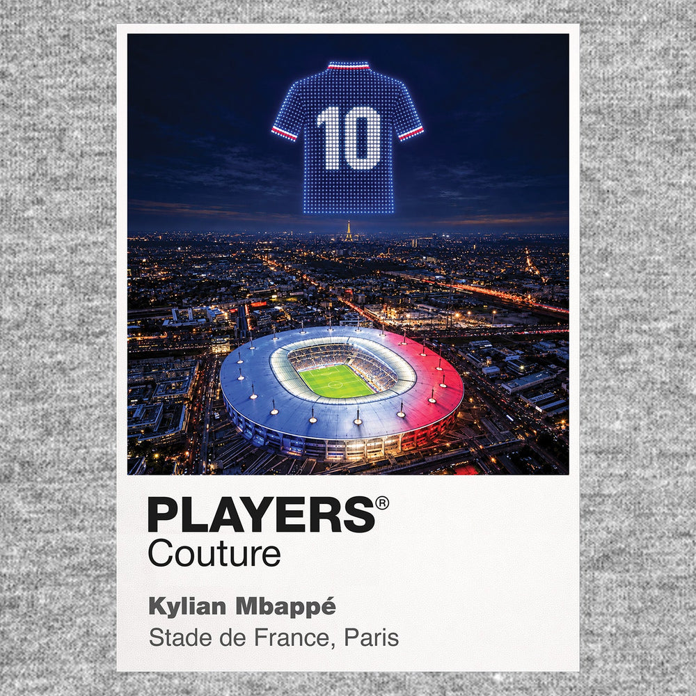 Kylian Mbappe France number 10 Icons in Lights Frame artwork in grey