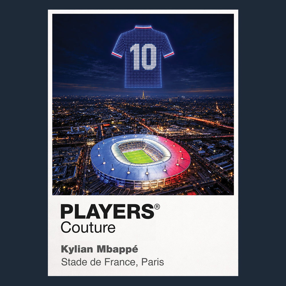 Kylian Mbappe France number 10 Icons in Lights Frame artwork in navy