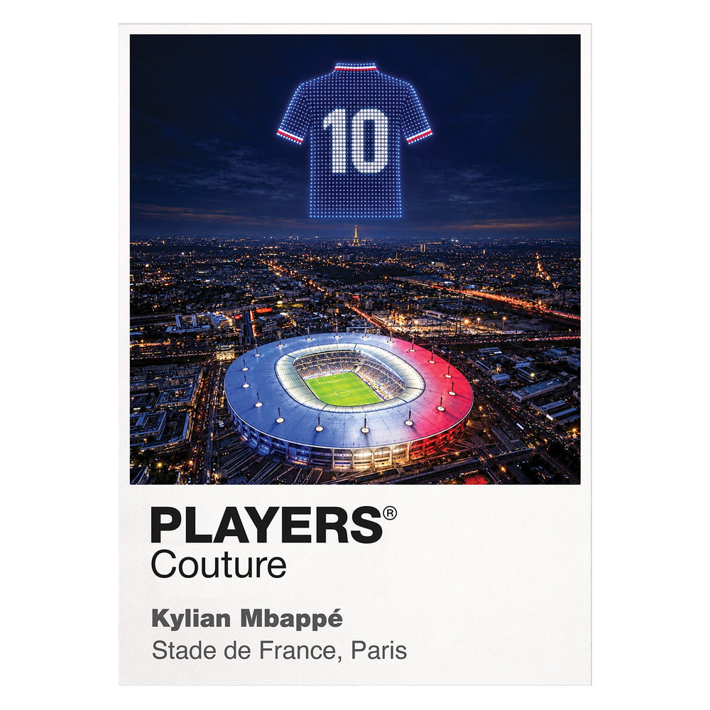 Kylian Mbappe France number 10 Icons in Lights Frame artwork in white