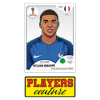 Kylian Mbappe World Cup Sticker Men's T-Shirt – close-up detail shot of the Kylian Mbappe World Cup Players Couture logo