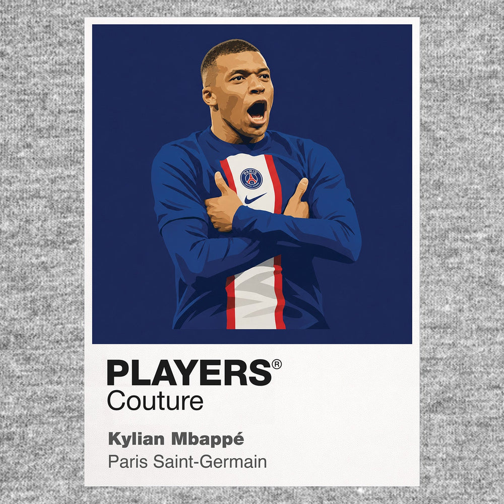 Kylian Mbappe PSG Icon Frame Men's Hoodie — Gray Artwork