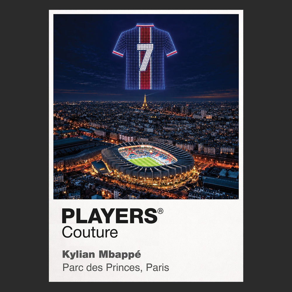 Kylian Mbappe PSG number 7 Icons in Lights Frame artwork in black