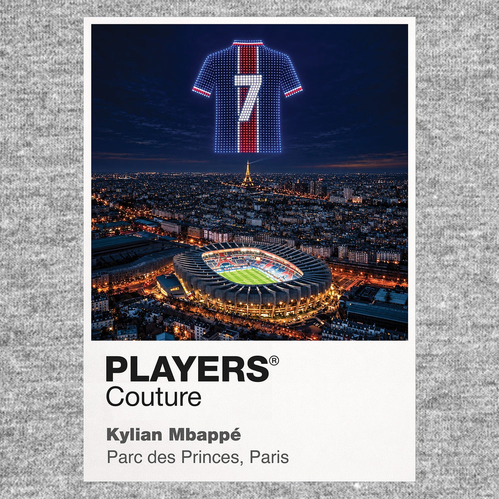 Kylian Mbappe PSG number 7 Icons in Lights Frame artwork in grey