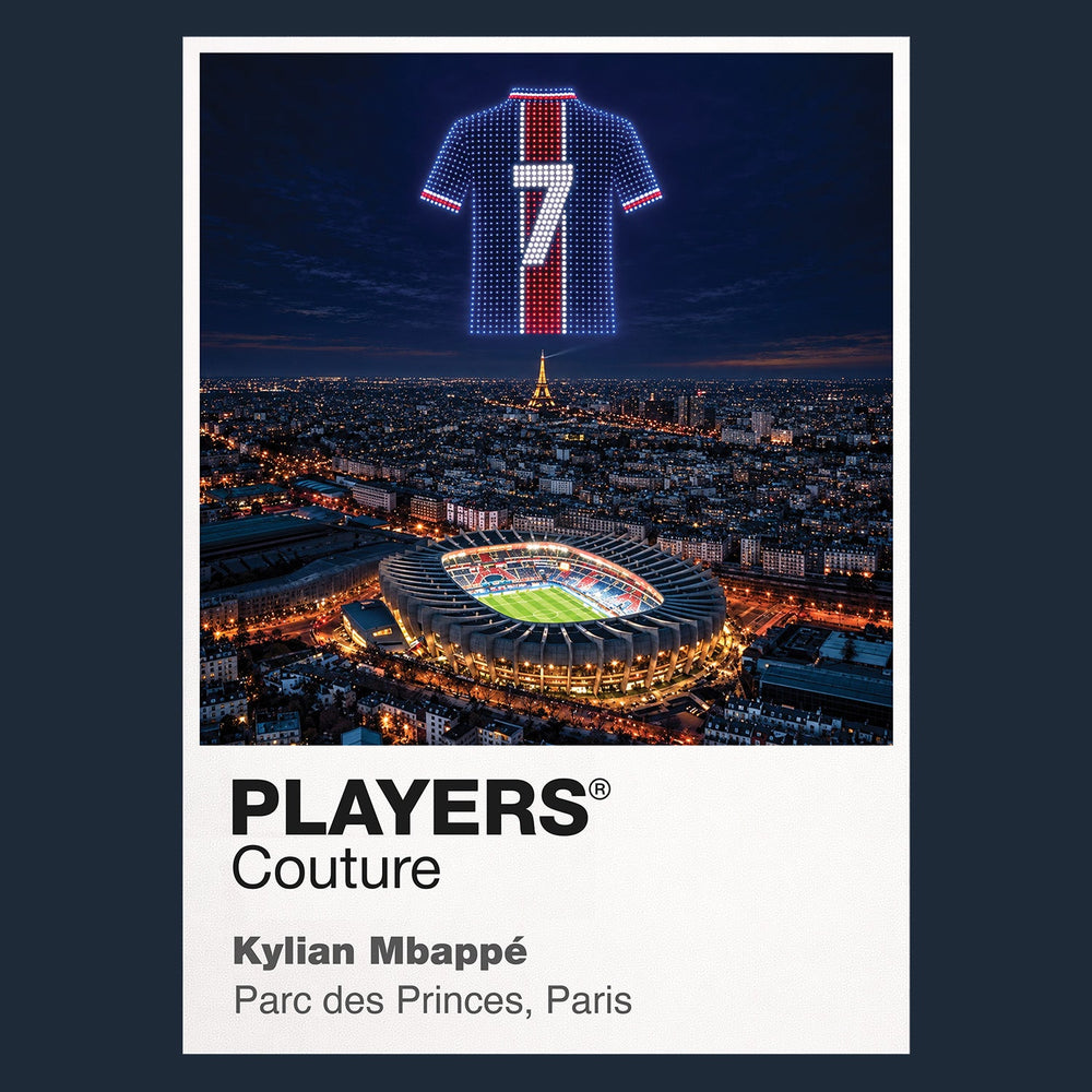 Kylian Mbappe PSG number 7 Icons in Lights Frame artwork in navy