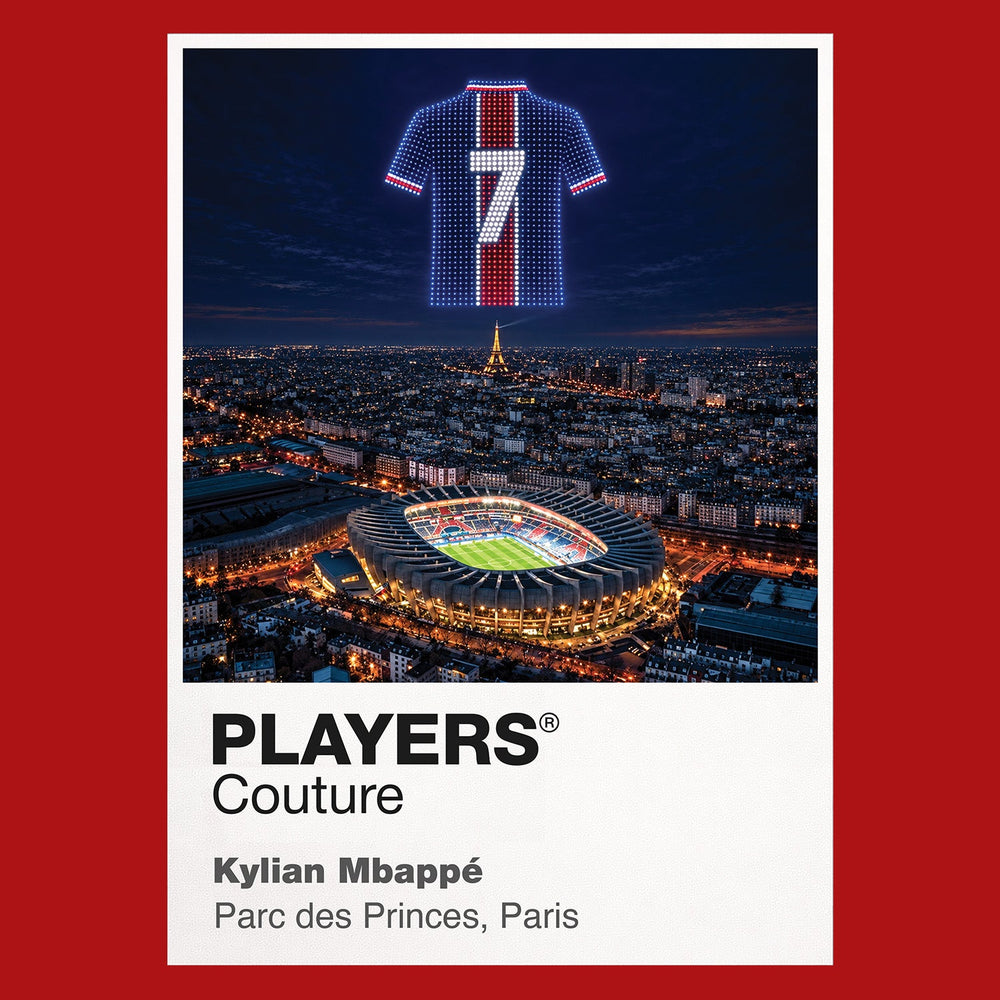 Kylian Mbappe PSG number 7 Icons in Lights Frame artwork in red