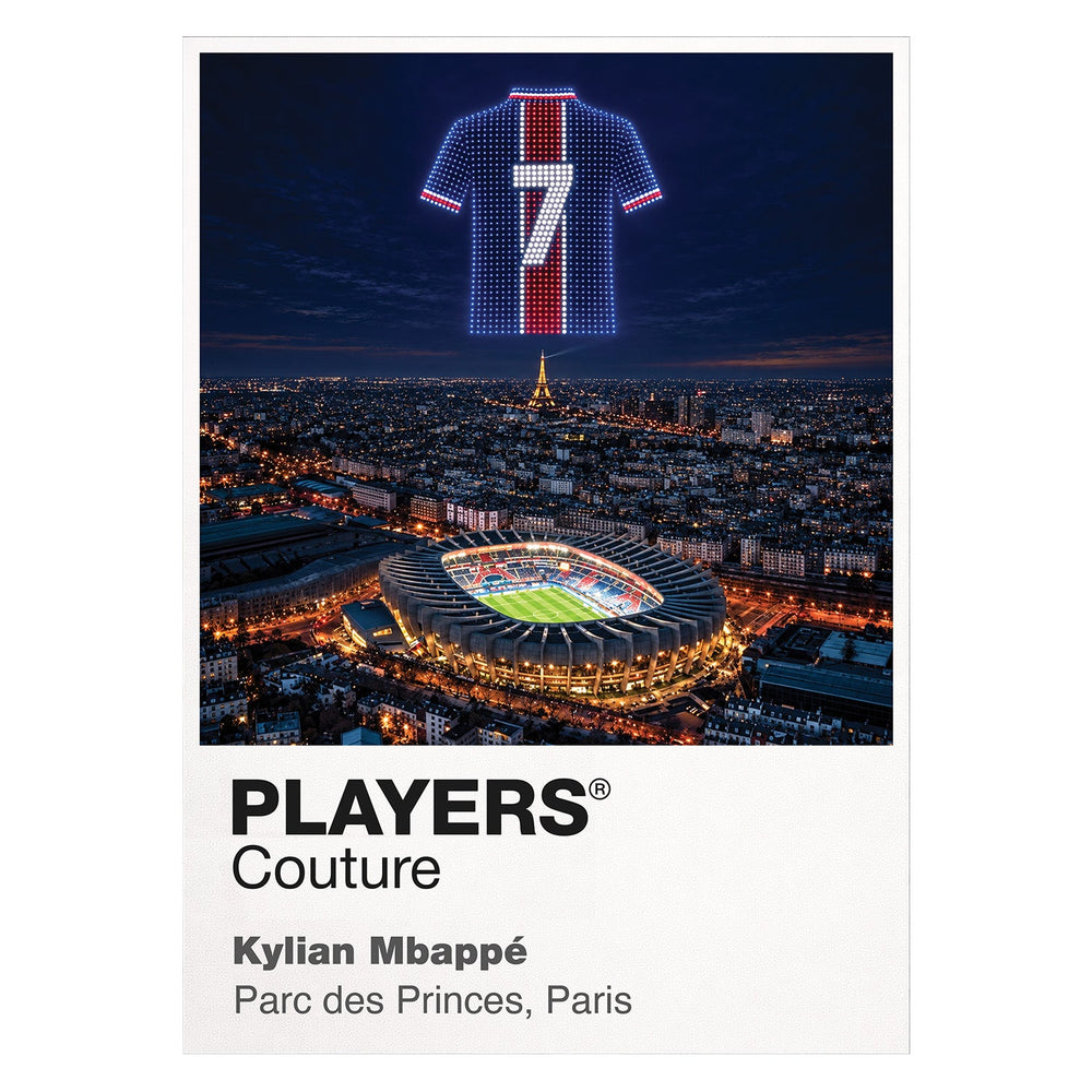 Kylian Mbappe PSG number 7 Icons in Lights Frame artwork in white