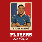 Kylian Mbappe 2026 Style World Cup Sticker Men's T-Shirt – red close-up detail shot of the Kylian Mbappe 2026 Style World