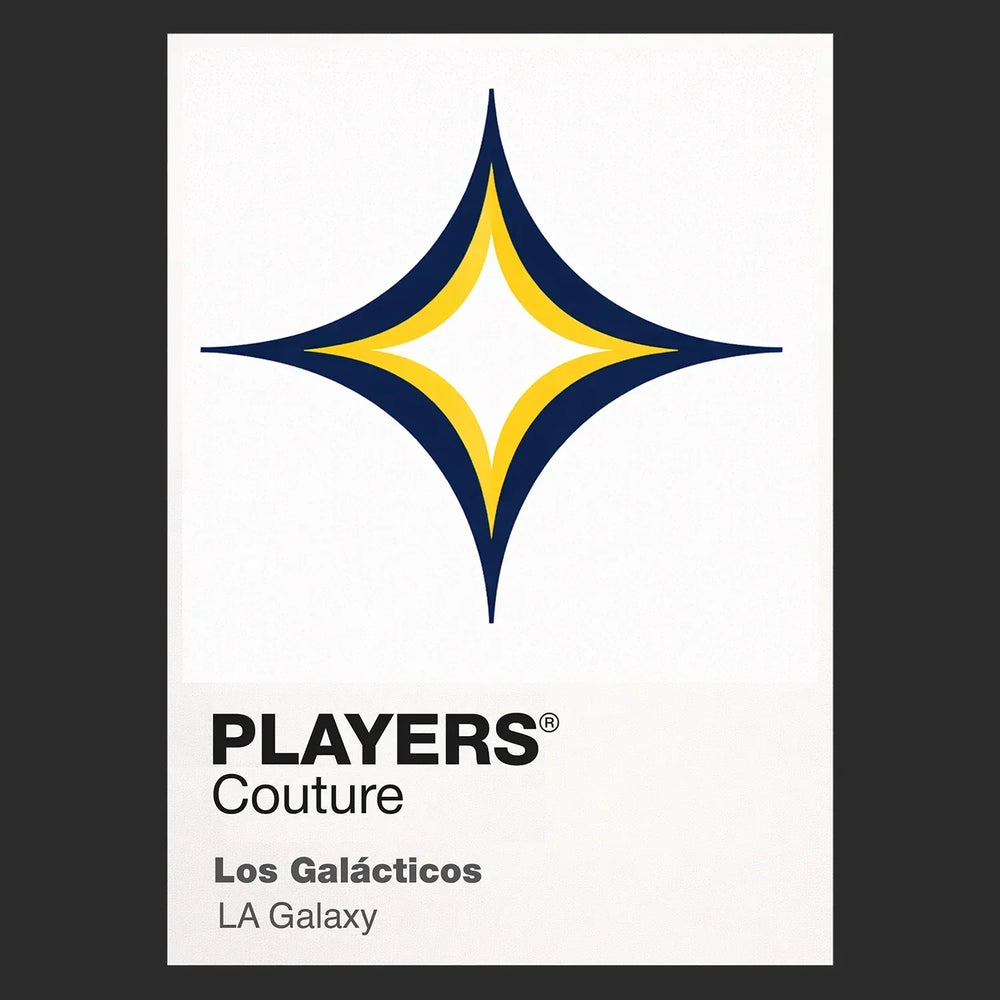 LA Galaxy Classic Football Shirt Colours Frame Men's T-Shirt – black close-up detail shot of the LA Galaxy Players Couture